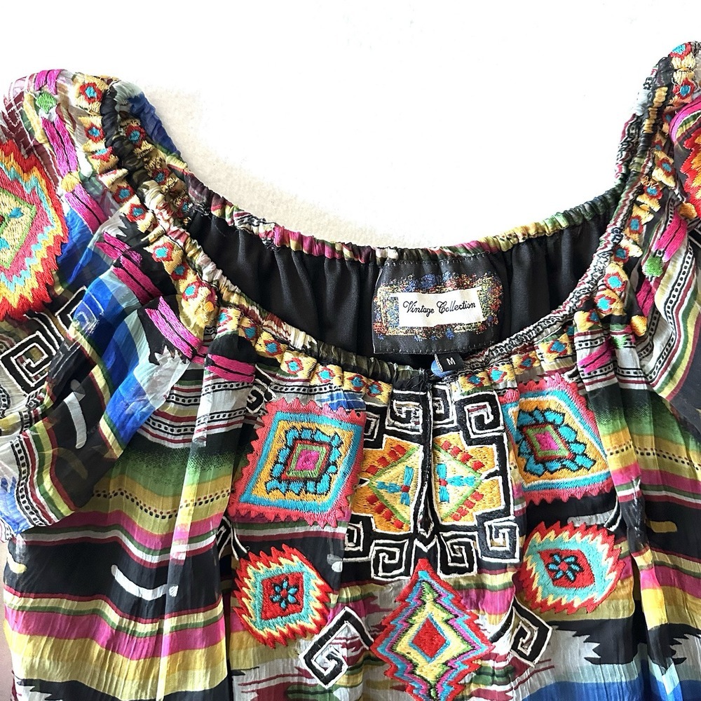 Vintage Collection Dress M‎ Medium Western Embroidered Tribal Lace - Picture 2 of 14